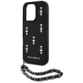 Etui Karl Lagerfeld Saffiano Crystals  w/Chain na iPhone 16 Pro - czarne