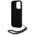 Etui Karl Lagerfeld Saffiano Crystals  w/Chain na iPhone 16 Pro - czarne