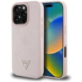 Etui Guess Grained Hot Stamp Peony Triangle Logo MagSafe na iPhone 16 Pro - różowe