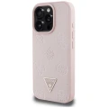 Etui Guess Grained Hot Stamp Peony Triangle Logo MagSafe na iPhone 16 Pro - różowe
