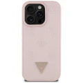 Etui Guess Grained Hot Stamp Peony Triangle Logo MagSafe na iPhone 16 Pro - różowe