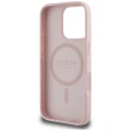 Etui Guess Grained Hot Stamp Peony Triangle Logo MagSafe na iPhone 16 Pro - różowe