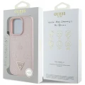 Etui Guess Grained Hot Stamp Peony Triangle Logo MagSafe na iPhone 16 Pro - różowe