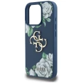Etui Guess Grained Roses Big 4G logo na iPhone 16 Pro - niebieskie