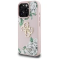 Etui Guess Grained Roses Big 4G logo na iPhone 16 Pro - różowe