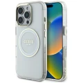 Etui Guess IML Metal Colored Circle Classic Logo MagSafe na iPhone 16 Pro - białe
