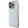 Etui Guess IML Metal Colored Circle Classic Logo MagSafe na iPhone 16 Pro - białe