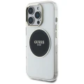 Etui Guess IML Metal Colored Circle Classic Logo MagSafe na iPhone 16 Pro - czarne