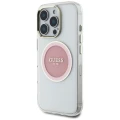 Etui Guess IML Metal Colored Circle Classic Logo MagSafe na iPhone 16 Pro - różowe
