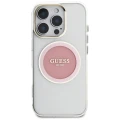 Etui Guess IML Metal Colored Circle Classic Logo MagSafe na iPhone 16 Pro - różowe