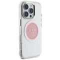 Etui Guess IML Metal Colored Circle Classic Logo MagSafe na iPhone 16 Pro - różowe