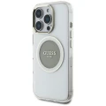 Etui Guess IML Metal Colored Circle Classic Logo MagSafe na iPhone 16 Pro - szare