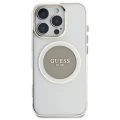 Etui Guess IML Metal Colored Circle Classic Logo MagSafe na iPhone 16 Pro - szare