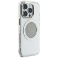 Etui Guess IML Metal Colored Circle Classic Logo MagSafe na iPhone 16 Pro - szare