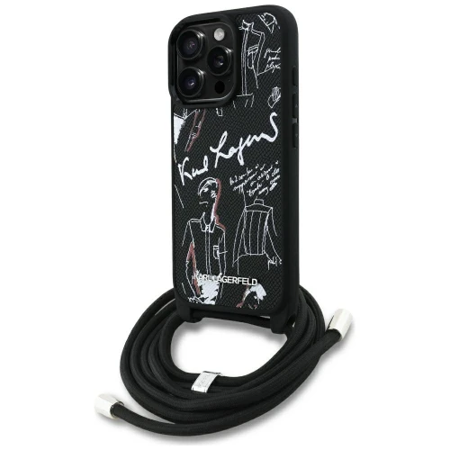 Etui Karl Lagerfeld Crossbody Grained Pattern & Logo do iPhone 16 Pro - czarne