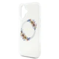 Etui Guess IML Flowers Wreath MagSafe na iPhone 16 Plus - przezroczyste