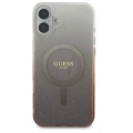 Etui Guess IML Glitter Gradient MagSafe na iPhone 16 Plus - brązowe