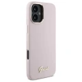 Etui Guess Silicone Script Metal Logo & Frame na iPhone 16 Plus - różowe