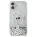 Etui Karl Lagerfeld Liquid Glitter Karl Head Magsafe na iPhone 16 Plus - przezroczyste