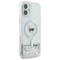 Etui Karl Lagerfeld Liquid Glitter Karl Head Magsafe na iPhone 16 Plus - przezroczyste