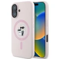 Etui Karl Lagerfeld Silicone Karl&Choupette Heads Ring MagSafe na iPhone 16 Plus - różowe
