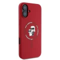 Etui Karl Lagerfeld Silicone Karl&Choupette Heads Ring MagSafe na iPhone 16 Plus - czerwone