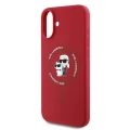 Etui Karl Lagerfeld Silicone Karl&Choupette Heads Ring MagSafe na iPhone 16 Plus - czerwone