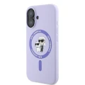 Etui Karl Lagerfeld Silicone Karl&Choupette Heads Ring MagSafe na iPhone 16 Plus - fioletowe