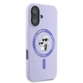 Etui Karl Lagerfeld Silicone Karl&Choupette Heads Ring MagSafe na iPhone 16 Plus - fioletowe