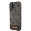 Etui Guess 4G Bottom Stripe na iPhone 16 - brązowe