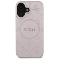 Etui Guess Saffiano Peony Classic Logo MagSafe na iPhone 16 - różowe