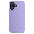 Etui Guess Saffiano Peony Classic Logo MagSafe na iPhone 16 - fioletowe