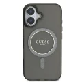 Etui Guess IML Glitter Circle MagSafe na iPhone 16 - czarne