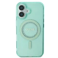 Etui Guess IML Rhinestones MagSafe na iPhone 16 - zielone