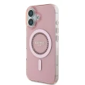 Etui Guess IML Rhinestones MagSafe na iPhone 16 - różowe