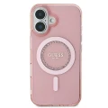 Etui Guess IML Rhinestones MagSafe na iPhone 16 - różowe