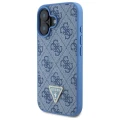 Etui Guess Leather Metal Logo Strass Crossbody na iPhone 16 - niebieskie