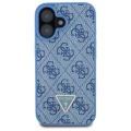 Etui Guess Leather Metal Logo Strass Crossbody na iPhone 16 - niebieskie