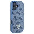 Etui Guess Leather Metal Logo Strass Crossbody na iPhone 16 - niebieskie
