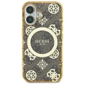 Etui Guess IML Peony On 4G Background MagSafe na iPhone 16 - brązowe