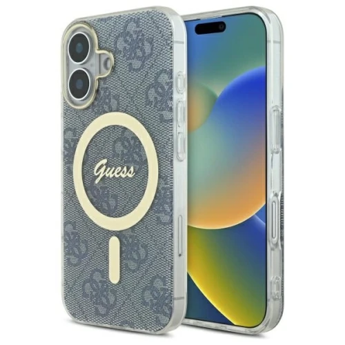 Etui Guess IML 4G MagSafe na iPhone 16 - niebieskie