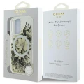 Etui Guess Liquid Glitter Flower MagSafe na iPhone 16 - beżowe