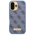 Etui Guess 4G Logo Plate MagSafe na iPhone 16 - niebieskie