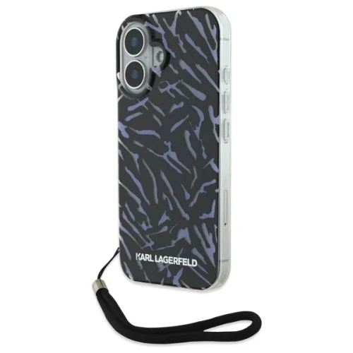 Etui Karl Lagerfeld Zebra With Cord na iPhone 16 - fioletowe