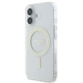 Etui Guess IML Glitter Circle MagSafe na iPhone 16 - przezroczyste