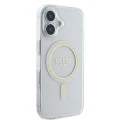 Etui Guess IML Glitter Circle MagSafe na iPhone 16 - przezroczyste