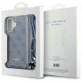 Etui Guess Crossbody Cord 4G Print ze smyczą na iPhone 16 - niebieskie