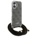 Etui Guess Crossbody Cord 4G Print ze smyczą na iPhone 16 - brązowe