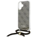 Etui Guess Crossbody Cord 4G Print ze smyczą na iPhone 16 - brązowe