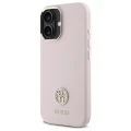Etui Guess Silicone Logo Strass 4G na iPhone 16 - jasnoróżowe